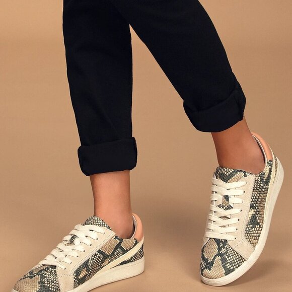 Dolce Vita Neo Embossed Snake Print Glitter Lace-Up Sneakers Womens 6.5M Pink - Picture 3 of 10